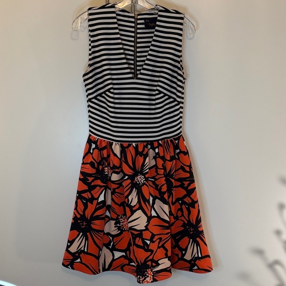 Taylor Black and White Striped Dress